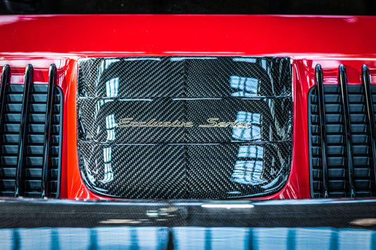 Porsche 991.2 exclusive series Ansaugung Motor - Carbon, V-Muster und Schriftzug