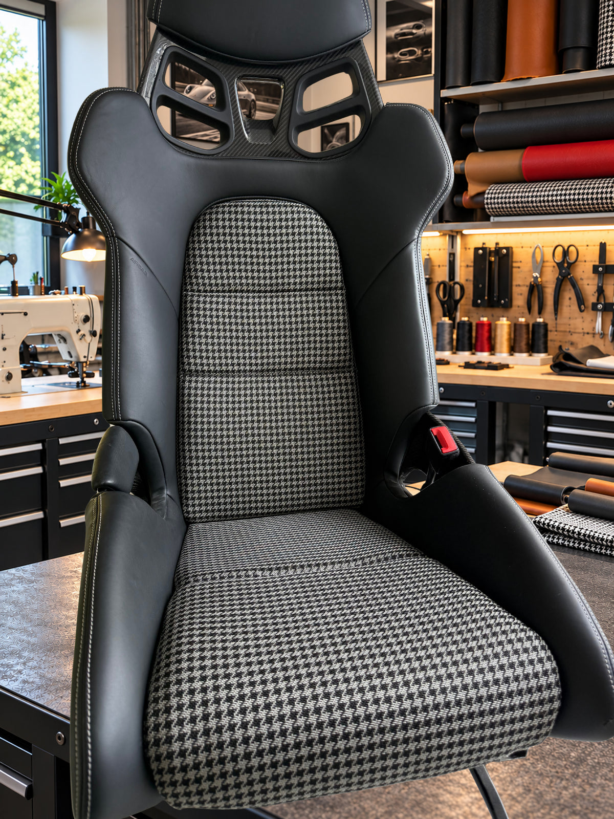 911R / 50th Anniversary schwarz/agathe grau | Bezüge und Sitz-Polster für Porsche 992.1 GT3 & GT3 RS inkl. Sensoren Pepita Inlets Bucket Seats Schalensitze LWB - Set rechts und links - plug & play